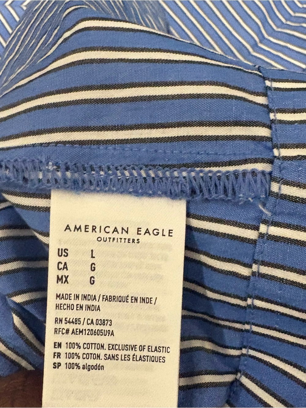 NWT American Eagle Blue Pinstripe Strapless Midi Dress Coastal Vacation Large - Picture 6 of 6